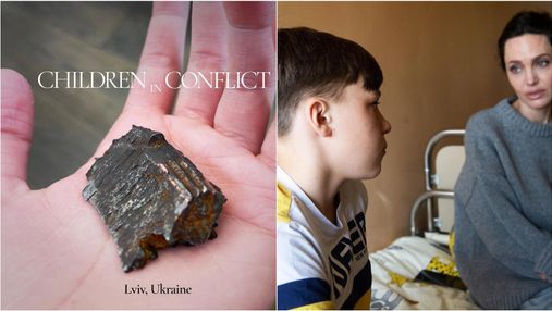 Джолі вперше в інстаграмі прокоментувала візит в Україну і показала уламок бомби