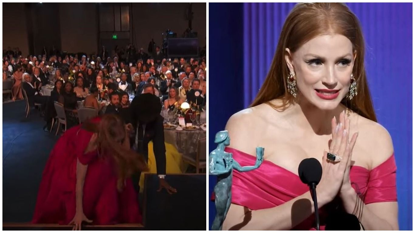 Джессика Честейн упала на сцене во время награждения SAG Awards 2023 – видео Джессика Честейн упала на сцене во время награждения SAG Awards 2023 – видео