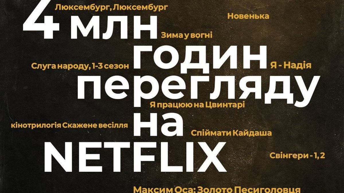 За пів року перегляди українського контенту на Netflix склали 4 мільйони годин За пів року перегляди українського контенту на Netflix склали 4 мільйони годин